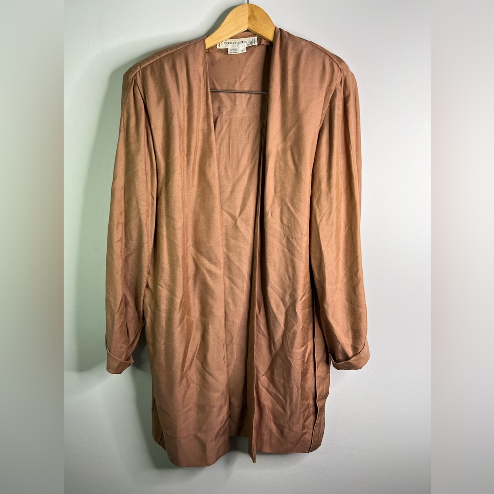 Norma Walters New York Open Faced Brown Robe Rayon Silk Blend Used Vintage GHR5.